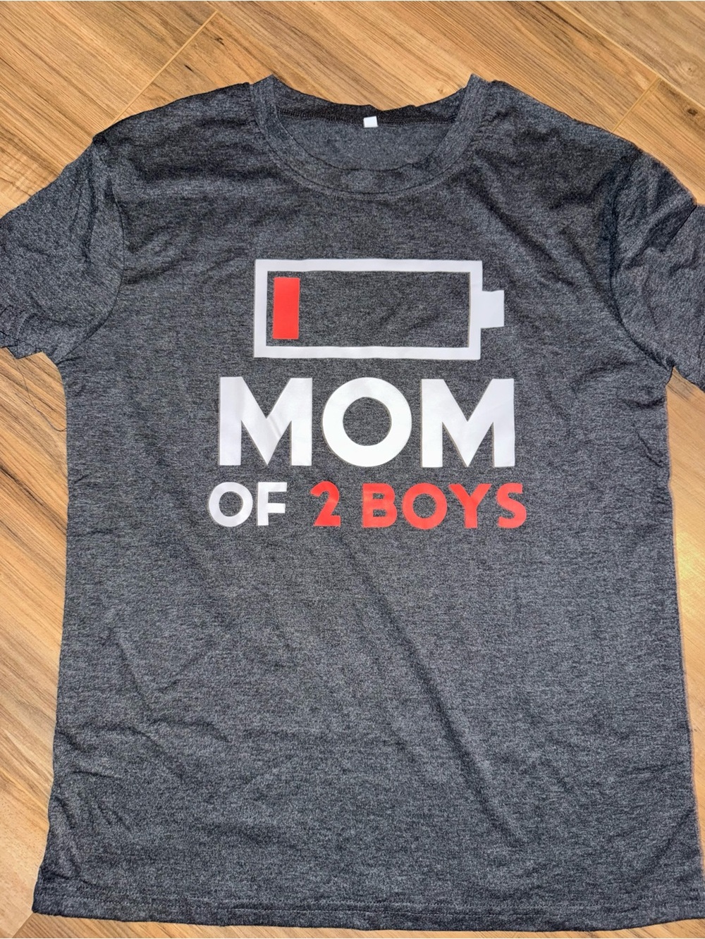 Mom of 2 Boys Graphic Tee - Charcoal